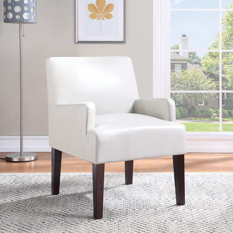 Chaise de réception avec structure en bois l 23,75 po, Similicuir crème