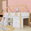 Lit mezzanine bas avec escalier, tablettes, armoire et éclairage DEL-1269882094