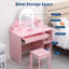 Ensemble de coiffeuse pour enfants avec miroir lumineux et tabouret, lumières DEL réglables-1345083502