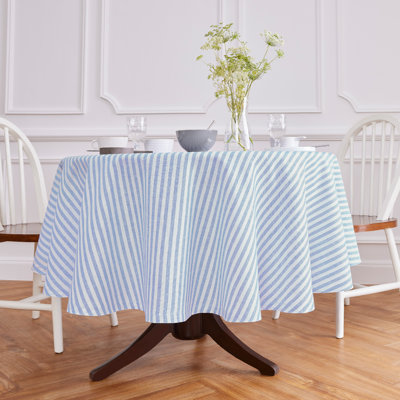Amalfi Stripe - 100% Pure Linen Round Tablecloth