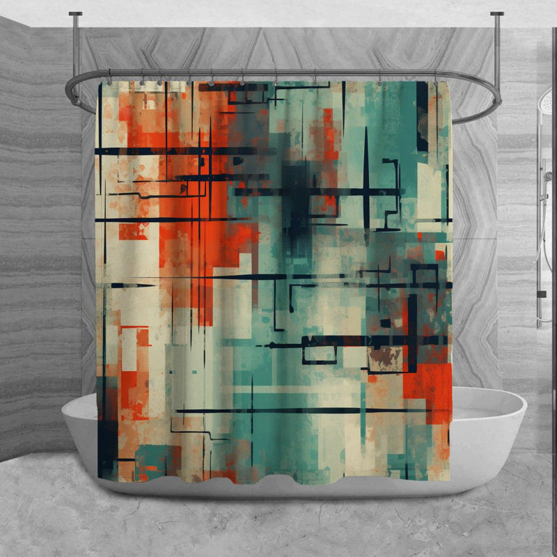 Tiniya Abstract Shower Curtain, H 73 po x l 70 po