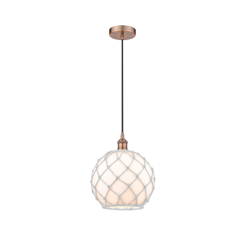 Luminaire suspendu simple à 1 lumière Larocque, Rose, Blanc