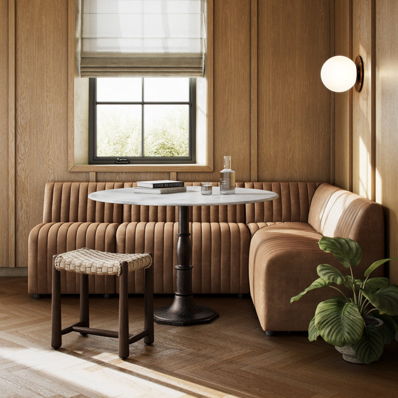 Augustine Dining Banquette L Shape -Palermo Drift, 31.5" H x 91.5" W x 66.5" D