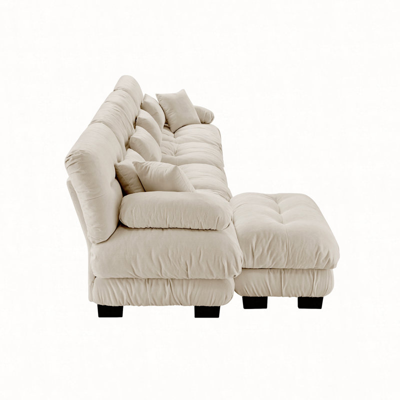 Combinaison libre, canapé modulaire modulaire, canapé en forme de L pour le salon, canapé confortable à 4 places avec repose-pieds convertible, chenille