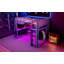 Lit mezzanine double en bois avec bureau, étagères à rangement multiples, DEL et support à vêtements suspendu, gris (ancien SKU: N7090001042E)