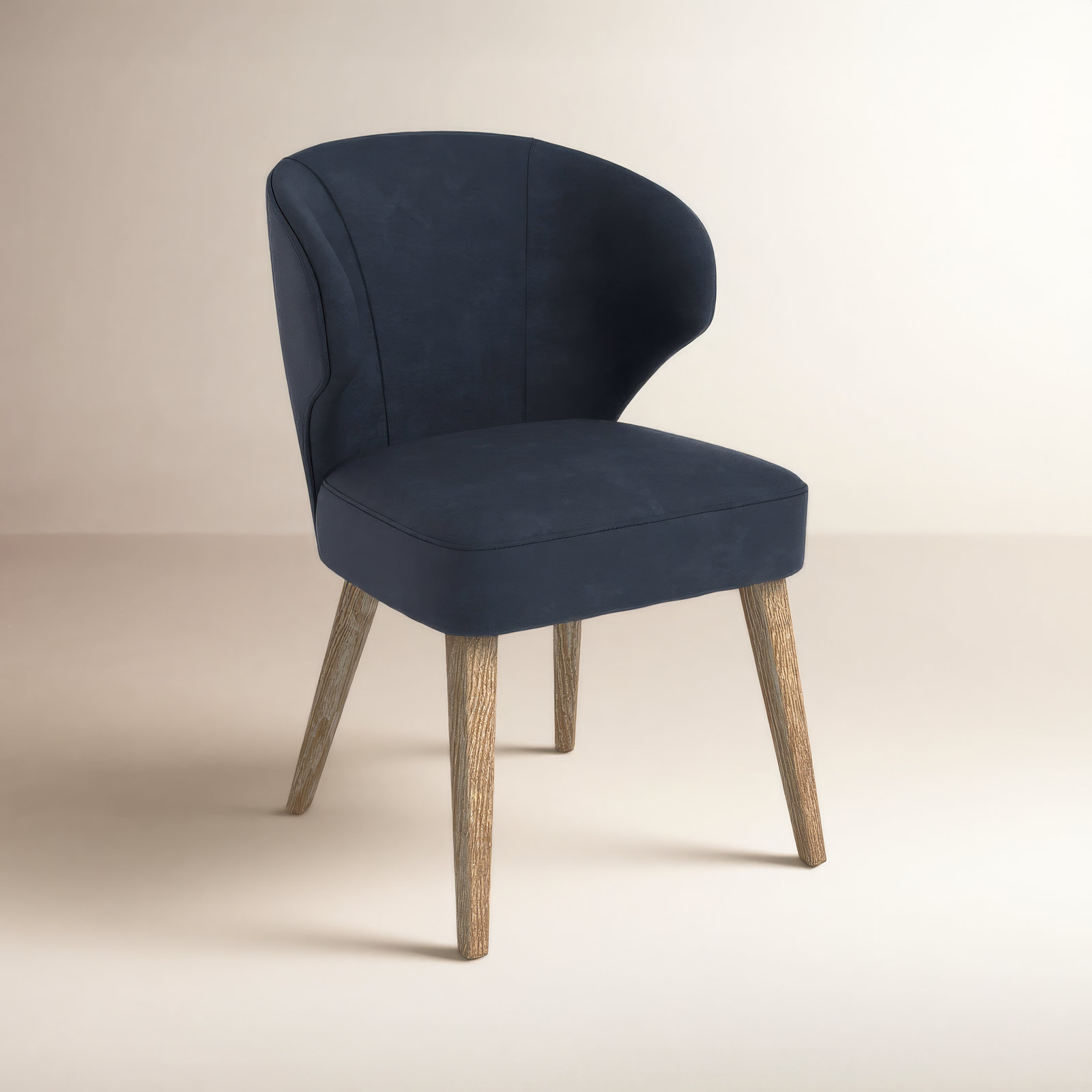 Golino Fabric Upholstered Wingback Side Chair, Medium Brown, Navy