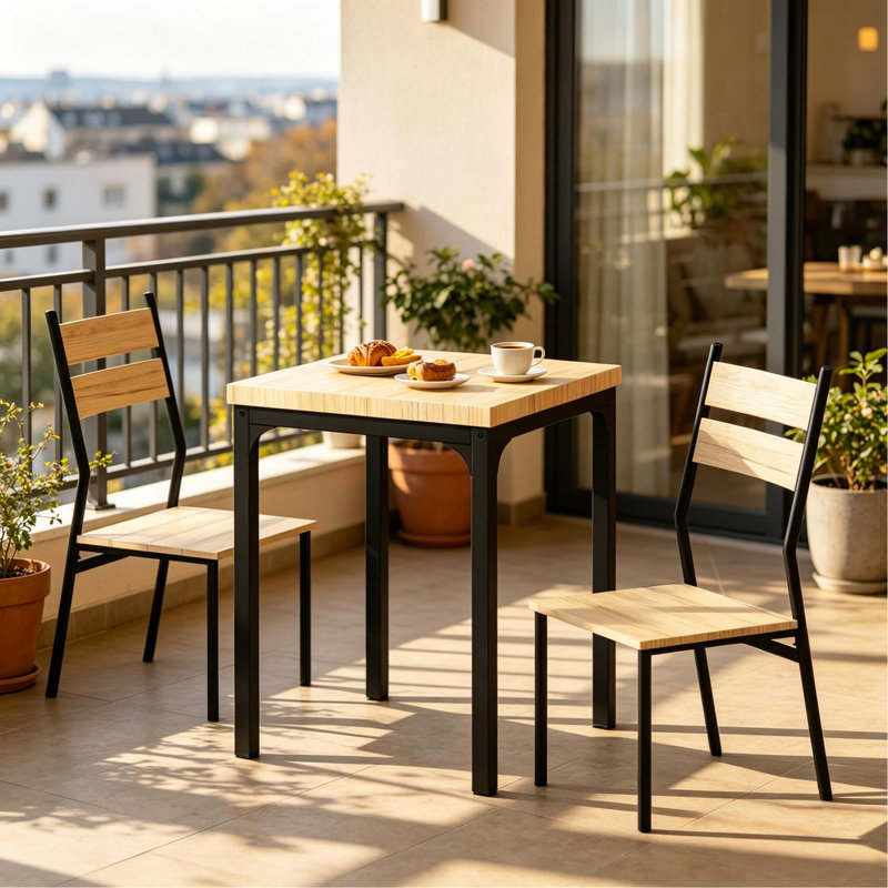 Ensemble de table basse et de chaises Morning, ensemble de meubles de table à manger 3 pièces, ensemble de conversation et de chaise (seulement 1 table et 2 chaises)