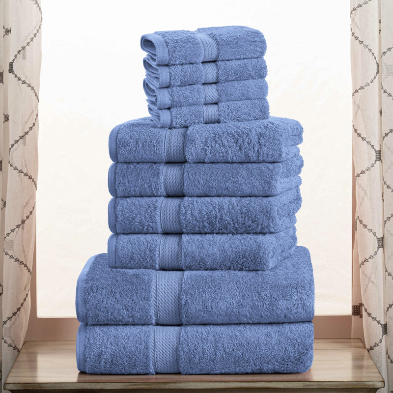 Ensemble de serviettes de bain luxueuse en coton égyptien de qualité très absorbant Scotia , Bleu denim