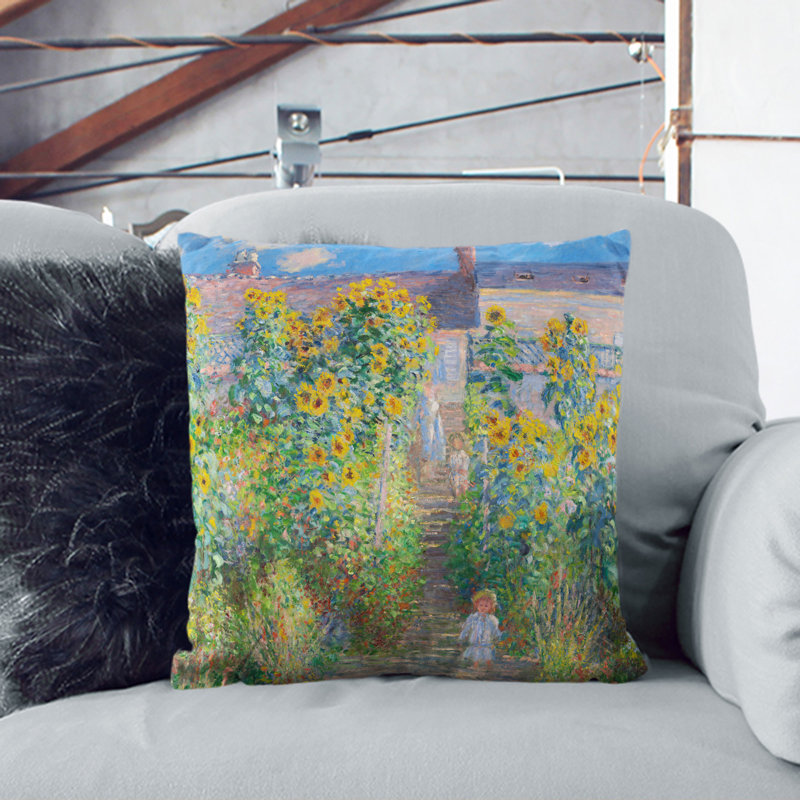 Garden at Vetheuil Scatter Cushion Pillow, Stone, 40cm H x 40cm W x 15cm D
