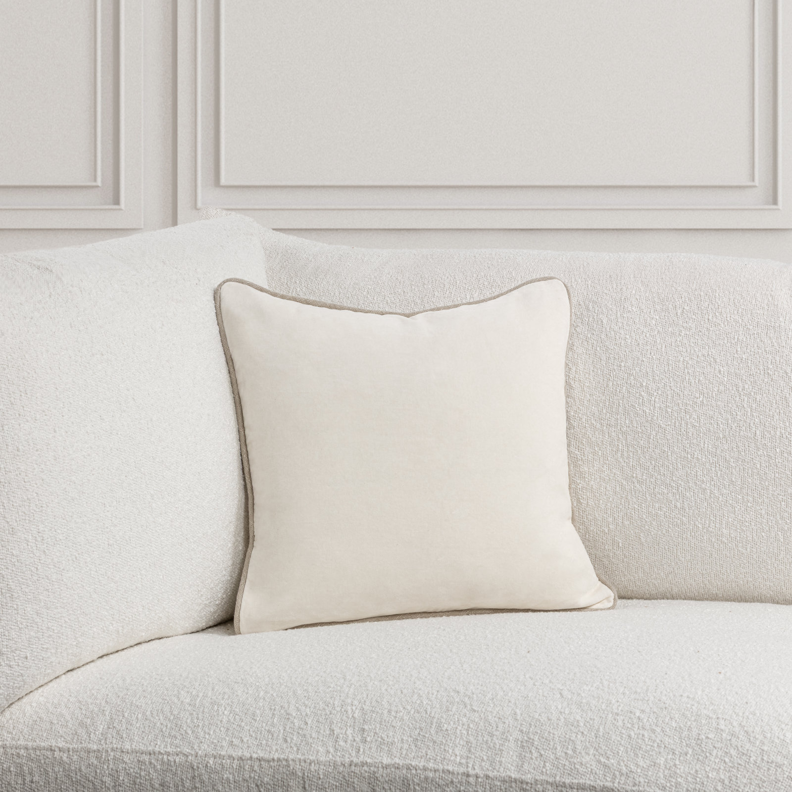 Goodall Cotton Throw Pillow, Square 18", Ivory