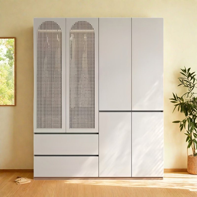 Garde-robe rétro simple en rotin moderne, H 78,74 po x l 55,12 po x P 23,62 po