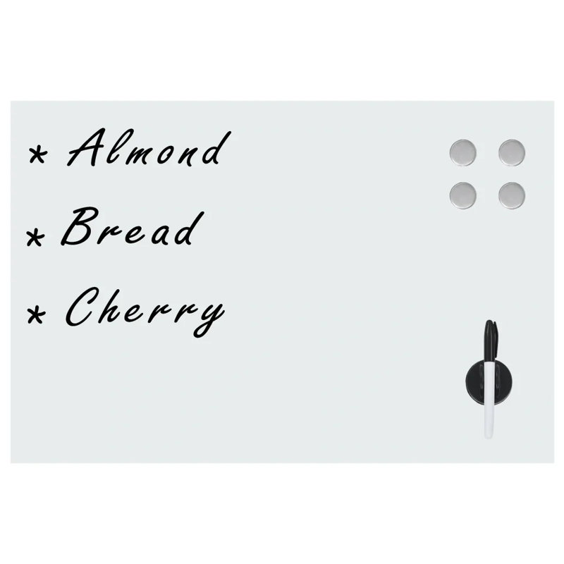 Magnetic Glass Dry Erase Board, Rectangle 30 x 50cm, White