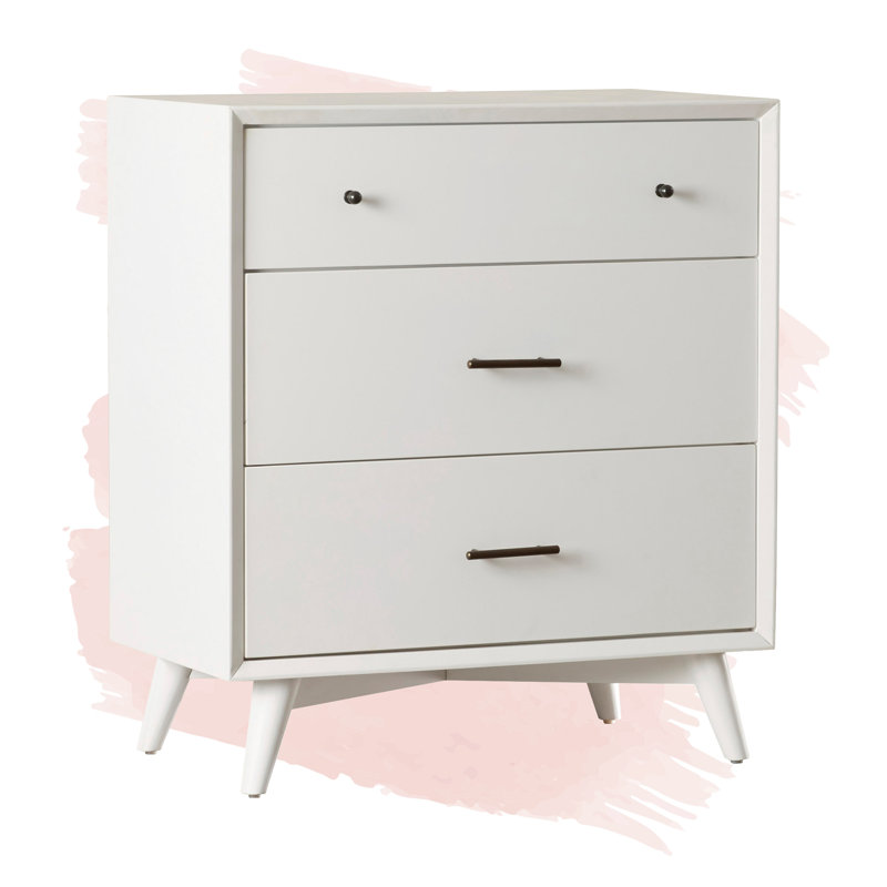 Commode à trois tiroirs Williams, Blanc