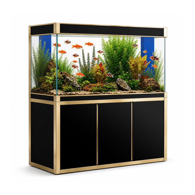 Réservoir d'aquarium rectangulaire, Noir et or, 175 gallons (H 61 po x l 59 po x P 19,7 po)