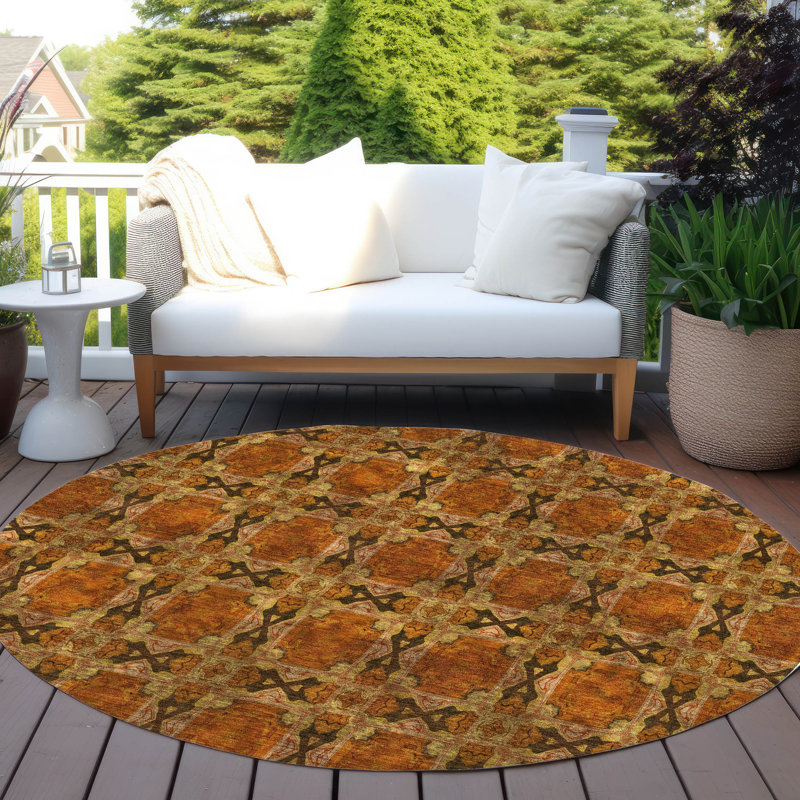 Tapis intérieur / extérieur Edington avec envers antidérapant, Rond 8 pi
