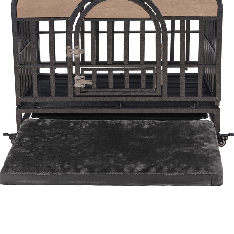 Caisse pour chien robuste de 46 po de style meuble avec des plateaux et des roues amovibles pour les chiens souffrant d'anxiété élevée