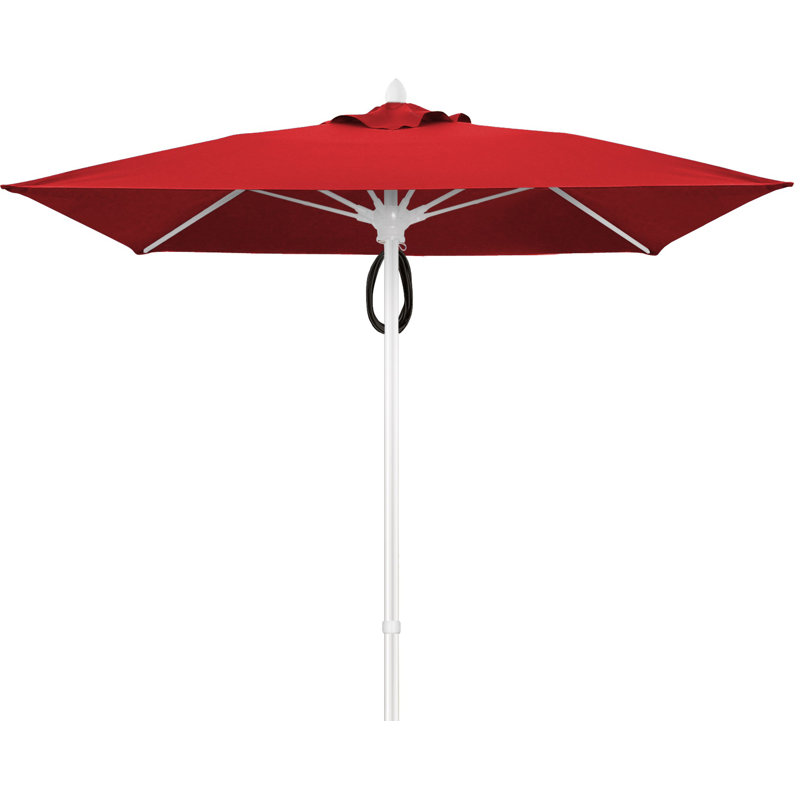 Parasol de marché carré 7,5 pi Prestige, Blanc, Toile Sunbrella® rouge Jockey