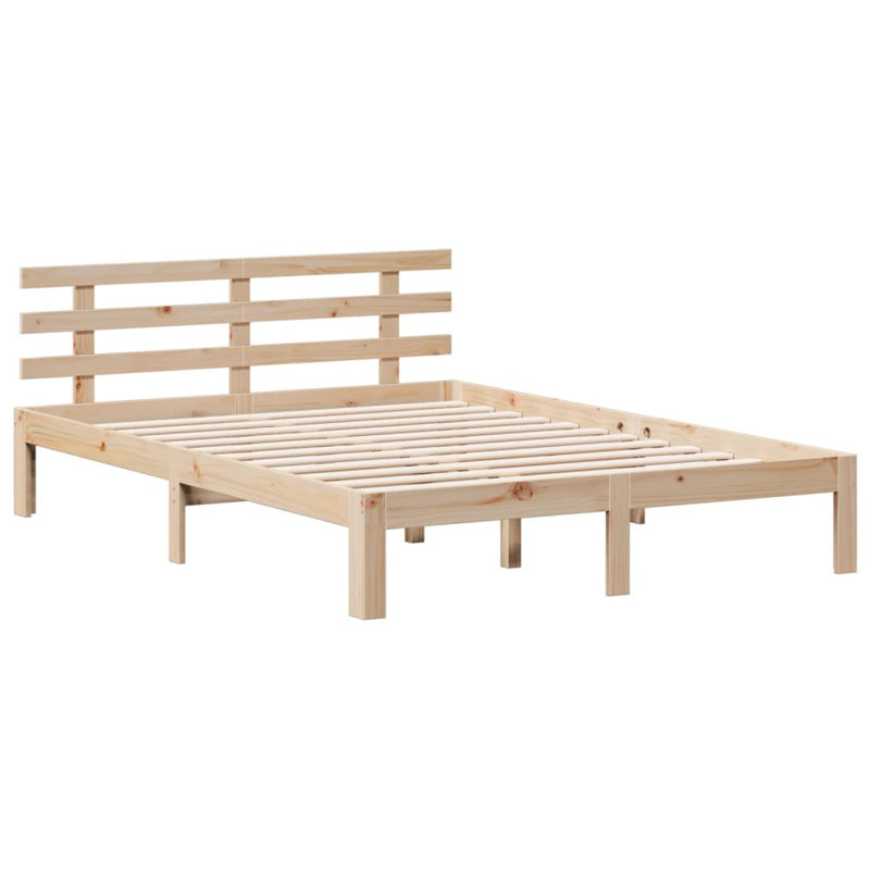 Solid Wood Bed, Natural, 180 x 200 cm