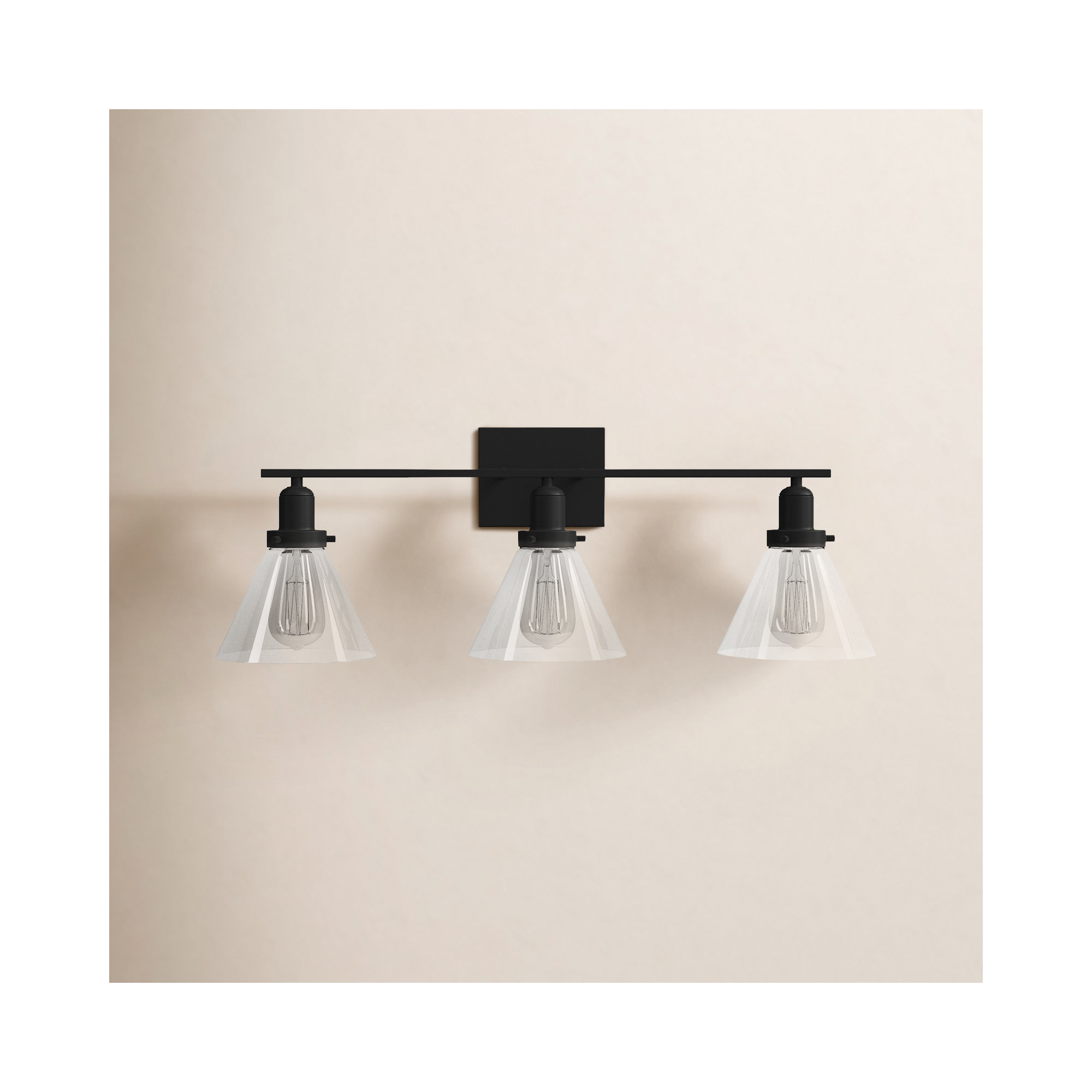 Catalina 3 Light Transparent Dimmable Bath Sconce, Black