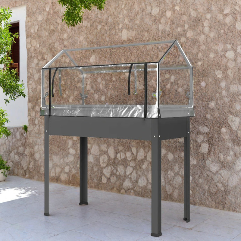 Jardinières modernes en acier pour la maison, jardin surélevé gris foncé