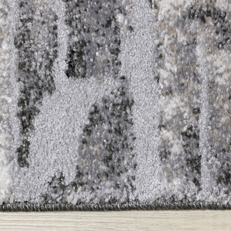 Walburg Abstract Black White Soft Touch Rug, Runner 2' x 7'7"