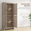 Garde-manger autoportant de 72 po à 4 portes, organisateur d'armoire de rangement à 4 niveaux et tablettes réglables-677091554