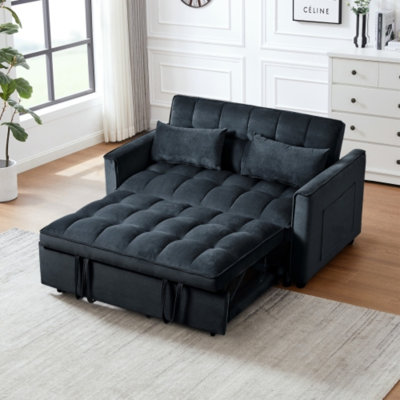 1pc Modern Pull-out Sofa Bed, Adjustable Backrest, Double Bed Sofa, Suitable For Living Room Apartments by Hokku Designs