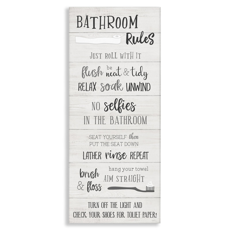 «Bathroom Rules», signe, papier toilette, phrases amusantes, estampe numérique, art texturé par Natalie Carpentieri
