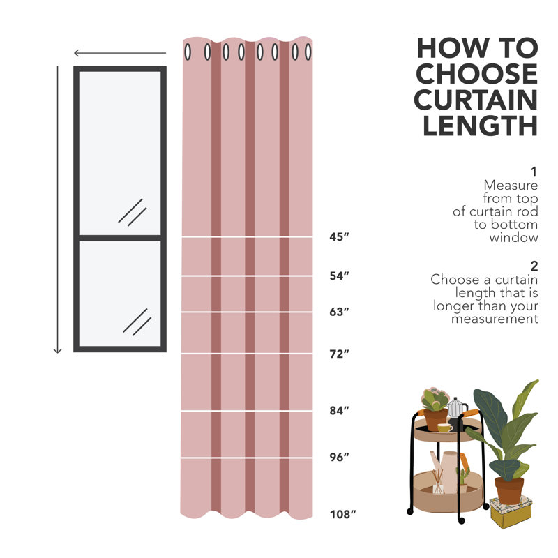 Borunda Room Darkening Curtain Single Panel, Coral Pink, 51" W x 62" L