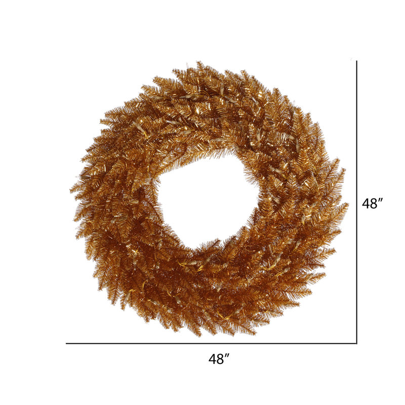 Couronne de Noël artificielle en PVC, H 48 po x l 48 po x P 5 po, Cuivre
