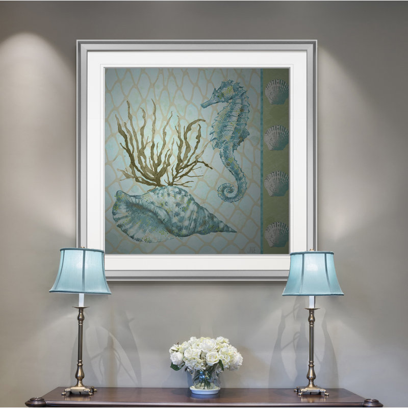 « under sea i », peinture, H 24 po x l 24 po x P 1,5 po, Encadrement argenté