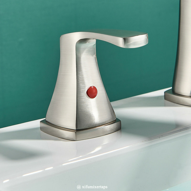 Widespread 2-handle Bathroom Faucet with Drain Assembly, Brushed Nickel