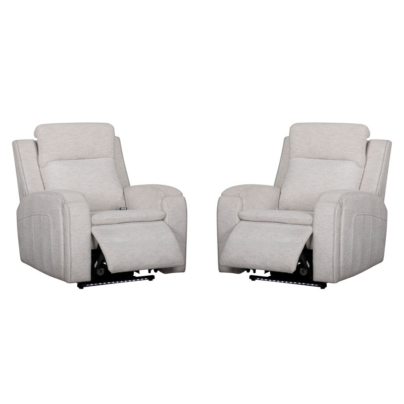 Aboubakr Power Recliner With Heat, Massage And Auto-Glide - Two Pack, Clearwater Sand