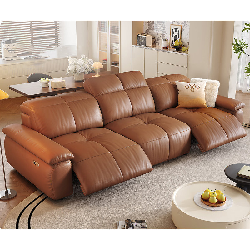 Coussin de canapé modulaire orange en cuir véritable Fourseat, H 35,43 po x l 118,5 po x P 41,34 po, Orange