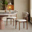 Chaise moderne en similicuir, beige, pieds en bois massif, 2 pièces, sans assemblage