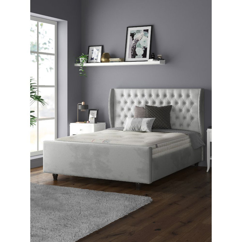 Bartelt Upholstered Bed, Double (4'6), Silver