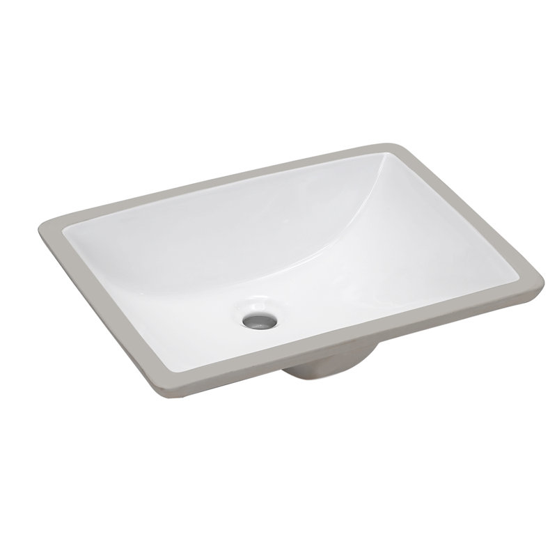 Lavabo de salle de bain rectangulaire encastré en céramique avec trop-plein