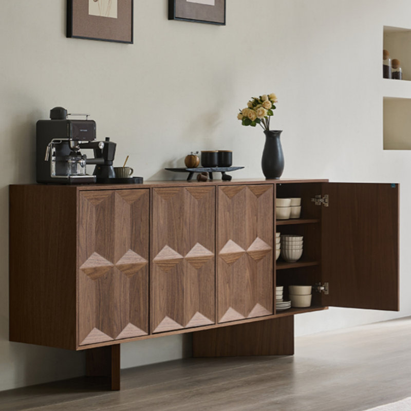 Buffet multifonctionnel haut de gamme, Noyer, H 34,25 po x l 47,24 po x P 15,75 po