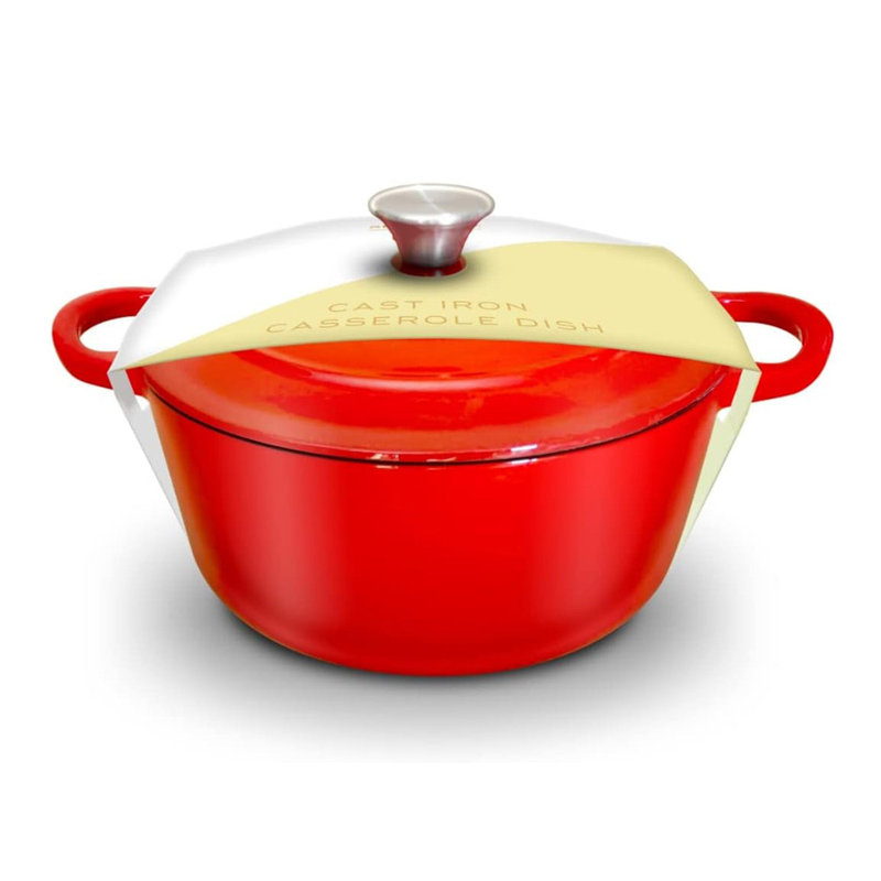 Cast Iron Casserole Dish - 3L, Red