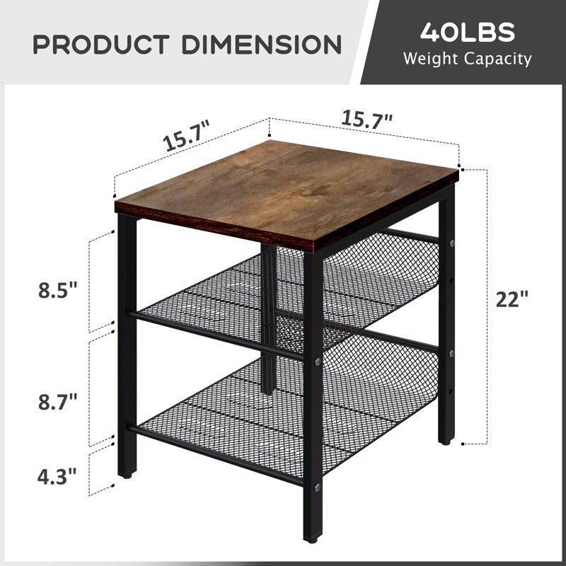 Messai 15.7'' W Metal Nightstand