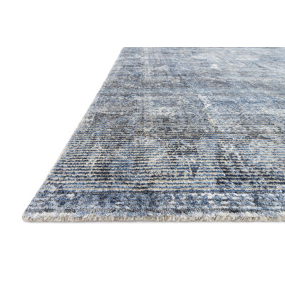 Bleu clair/Tapis décoratif blanc cassé tissé à la main à tissage plat de style oriental Helder