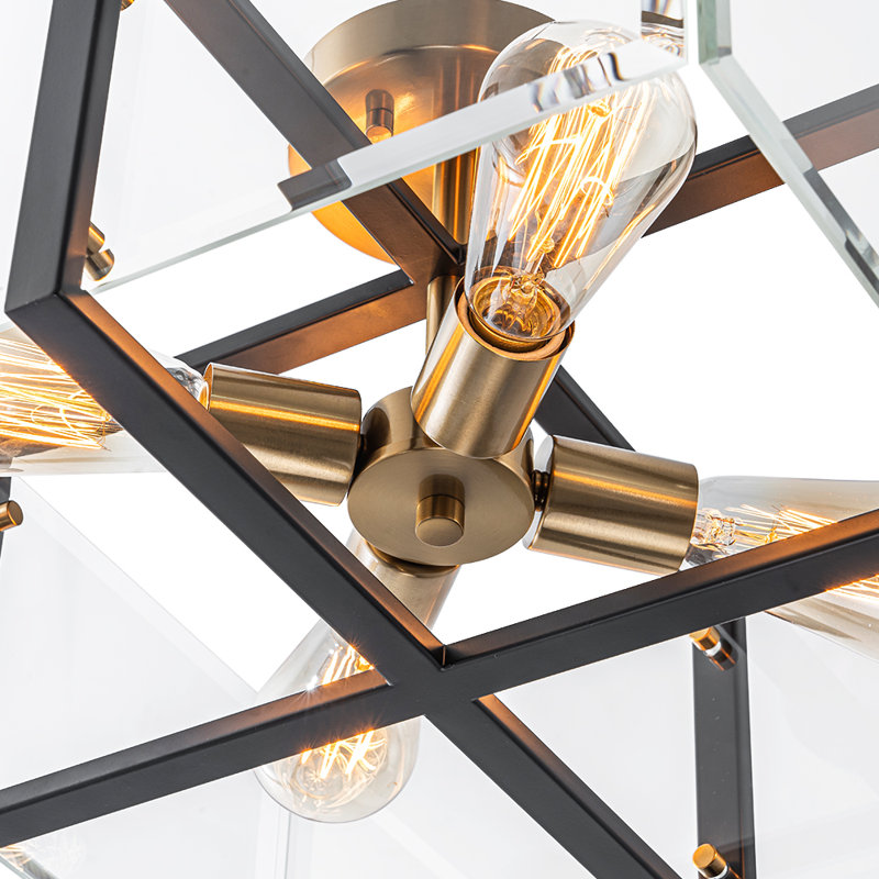 4-Light Beveled Glass Square Semi-Flush Mount
