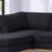 Elegant Black Sectional With Foam Padding Modern Double Chaise Natural Wood Accents