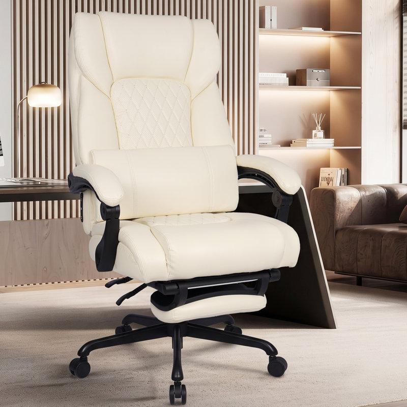 Fauteuil de direction chauffant avec repose-pieds, Beige