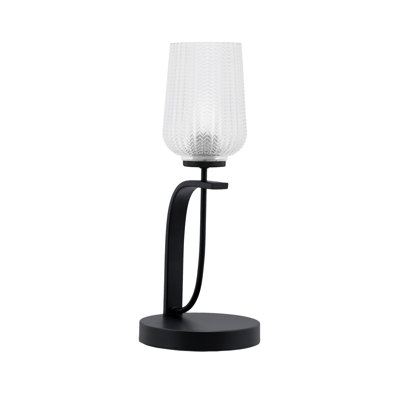 Cavella Accent Lamp Shown In Matte Black Finish With 5" Textured Glass