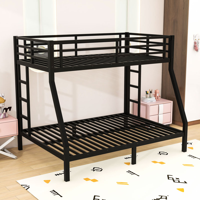 Bunk Bed With Guardrails And Under-Bed Storage, Twin Over Full, Black