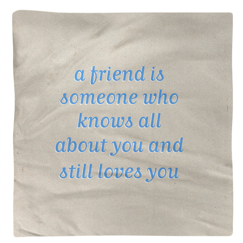Polyester, Cotton No Pattern Square Napkin, White/Blue Offset, 22" L x 22" W, Polyester