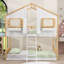 Lit superposé simple au-dessus d'un lit simple en bois avec échelle-213767885