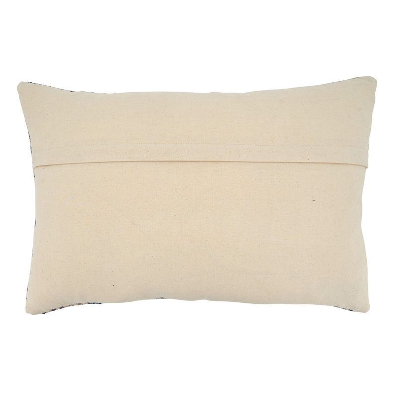 Blue Boho Rug Style Cotton Lumbar Throw Pillow Cover