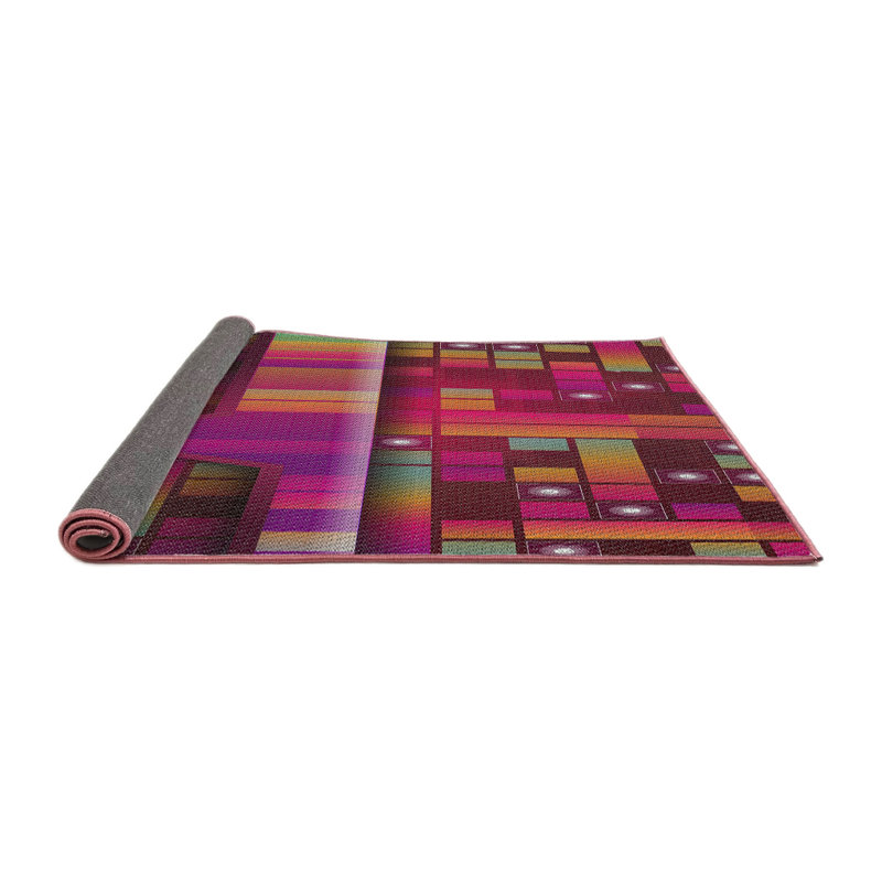 Tapis à motifs rose / rouge, Carré 3 pi